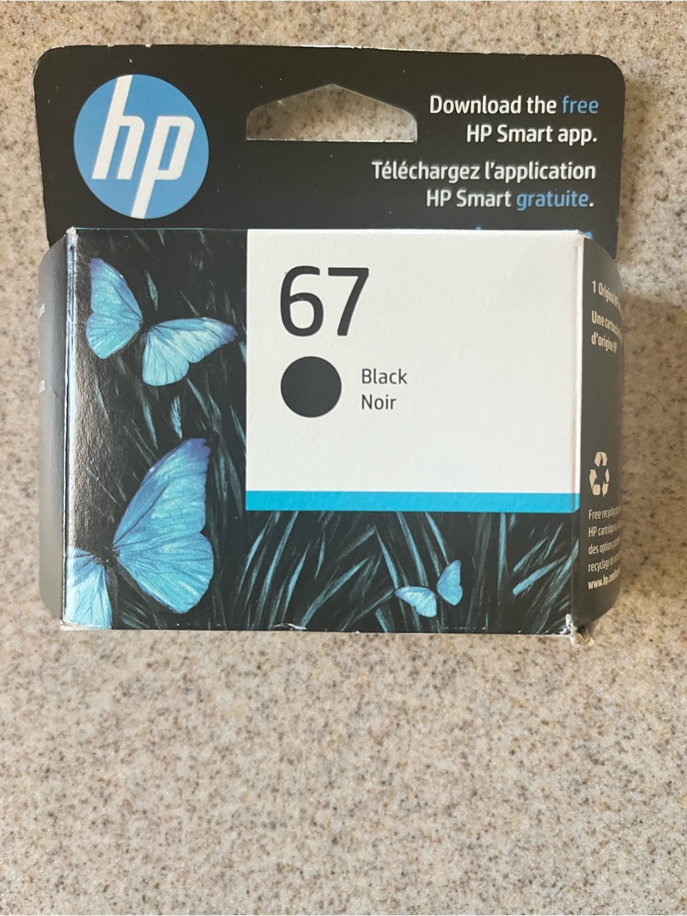 HP Black and Blue Packaging with White Background Exp March 2026